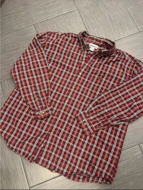 Carhartt light weight Red Plaid Long-Sleeve Button-Down Shirt 100% cotton xxl